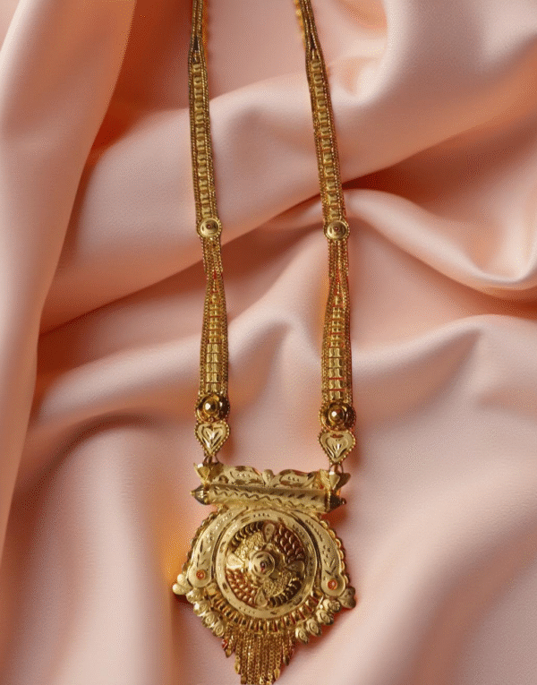 Bridal Temple Style Necklace with Matching Earrings – Gold Polish Imitation Jewellery Set Divy Gold