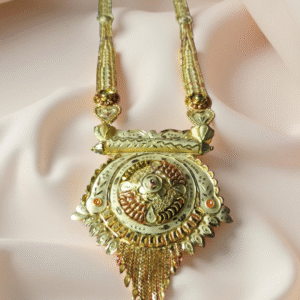Bridal Temple Style Necklace with Matching Earrings – Gold Polish Imitation Jewellery Set Divy Gold