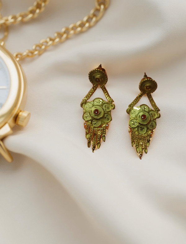 Bridal Temple Style Necklace with Matching Earrings – Gold Polish Imitation Jewellery Set Divy Gold