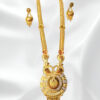 Traditional South Indian Gold-Plated Long Necklace Set with Earrings – Temple Design Inspired | Divy Gold 1 Gram Collection