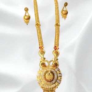Traditional South Indian Gold-Plated Long Necklace Set with Earrings – Temple Design Inspired | Divy Gold 1 Gram Collection